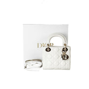 Dior Lady Dior Mini White Lambskin Bag